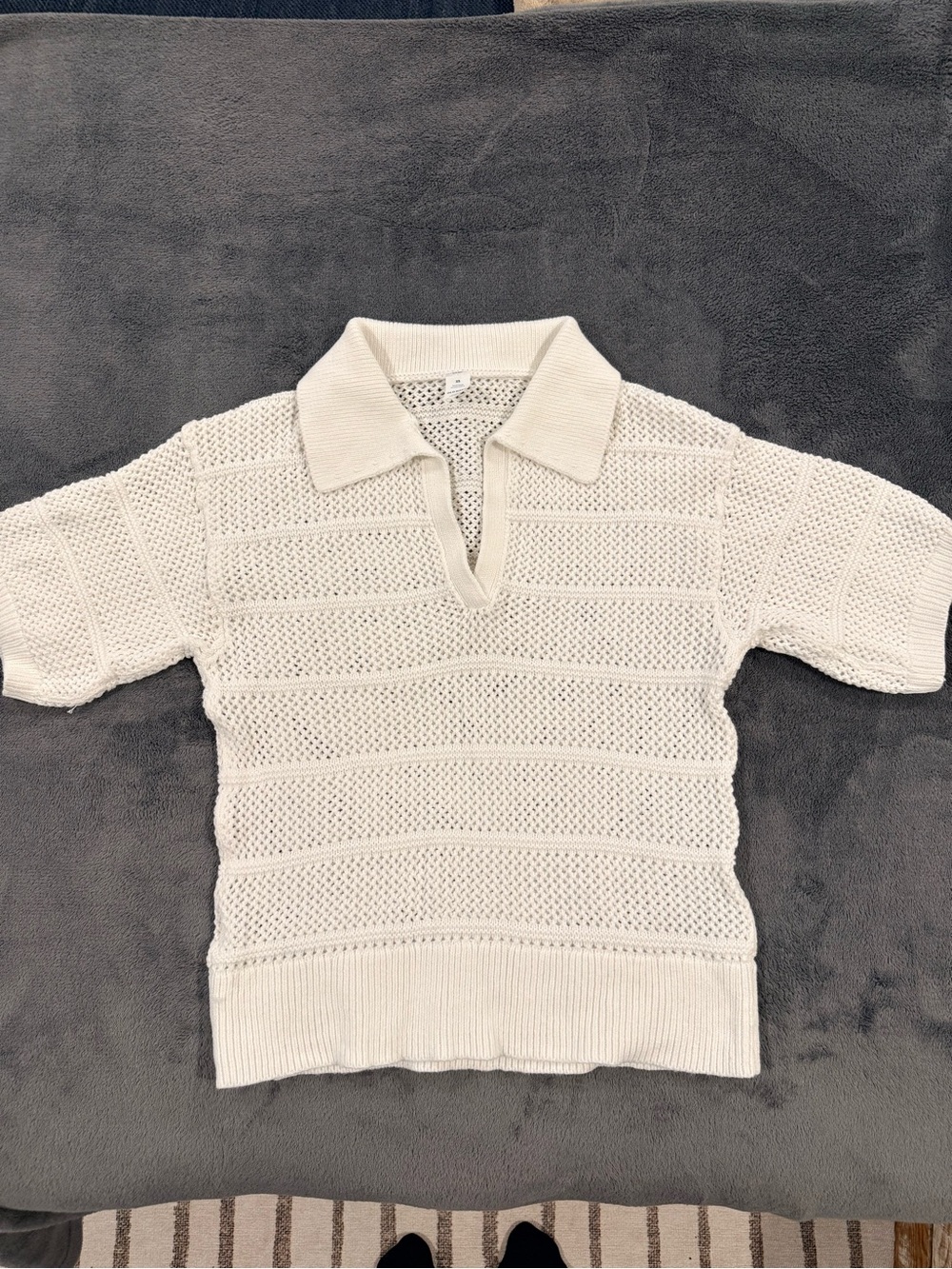 Old Navy Cream Knit Polo Top Size X Small